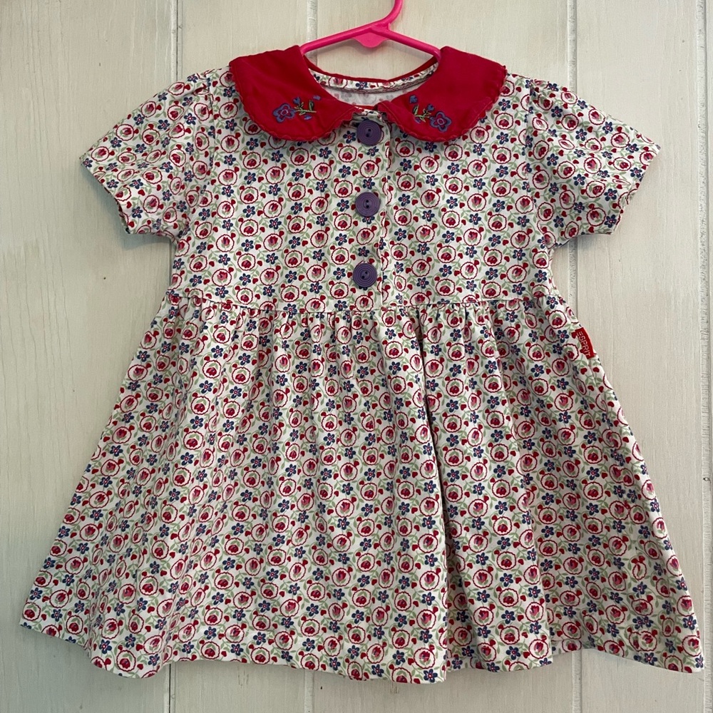Vintage 80s/90s Esprit Baby Cotton Floral Dress Red Purple 24 Months